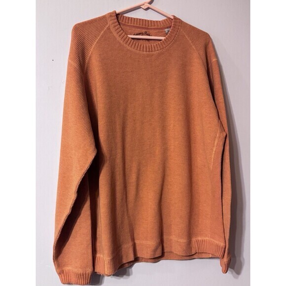 TOMMY BAHAMA MEN’S CREW NECK SWEATER SIZE LARGE Orange Long Sleeve Cotton - Picture 1 of 7